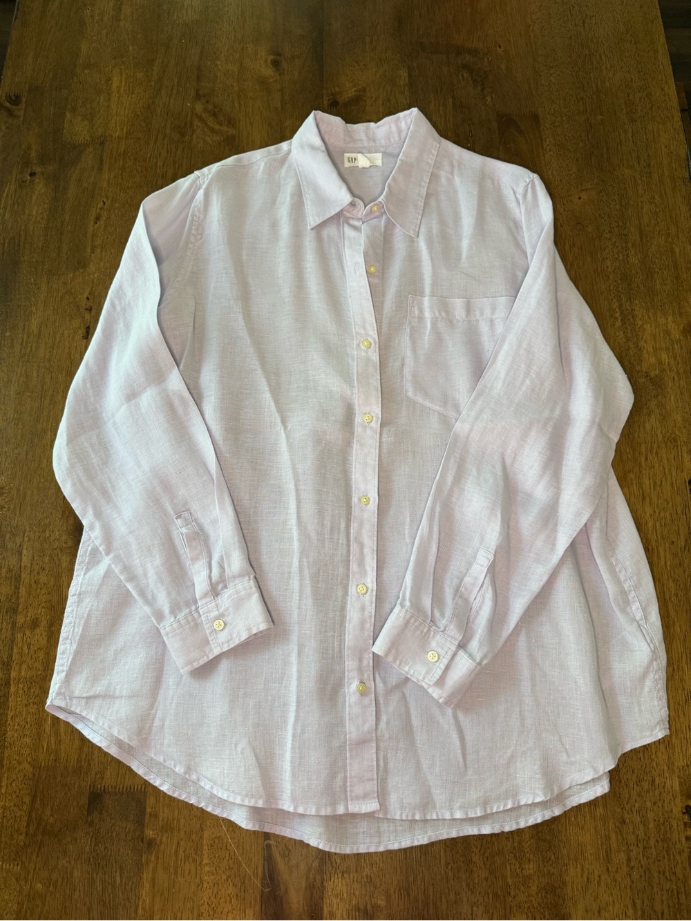 GAP Oxford Purple Linen Boyfriend Button Down Shirt Large